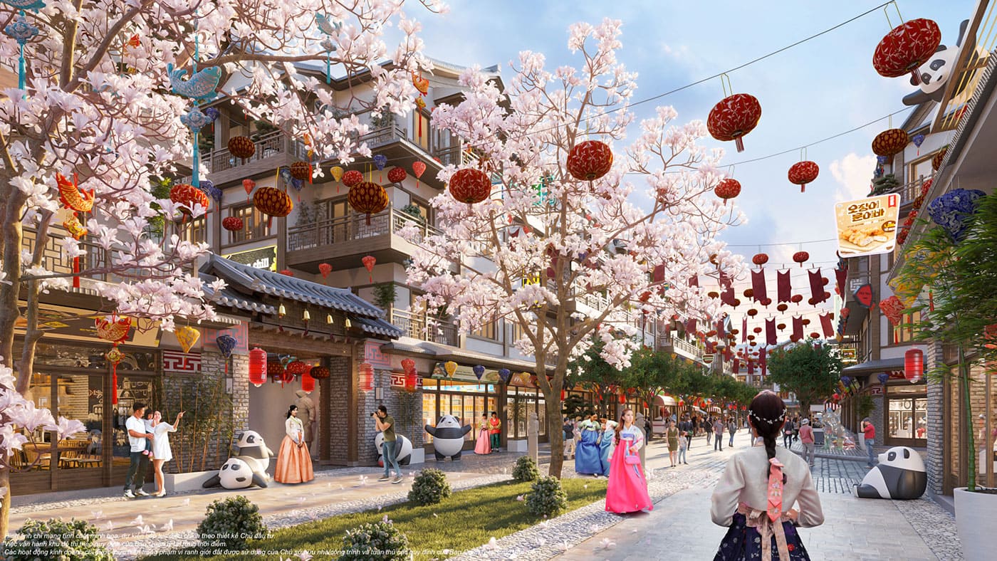 Phối cảnh kiến trúc Hàn Quốc tại K-Town Mega Grand World.